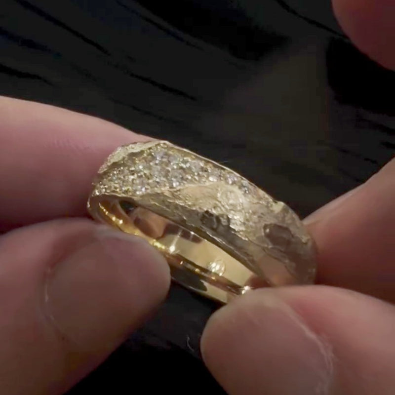 Jzora handmade gold eternity breaker vintage finish men's ring