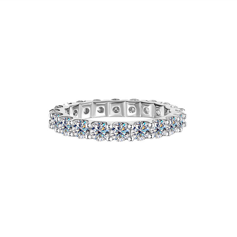 Jzora handmade 2.2ct round cut moissanite sparkling eternity sterling silver women's band