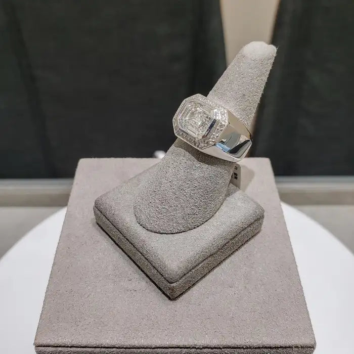 Jzora handmade sleek modern 3ct emerald cut men's ring