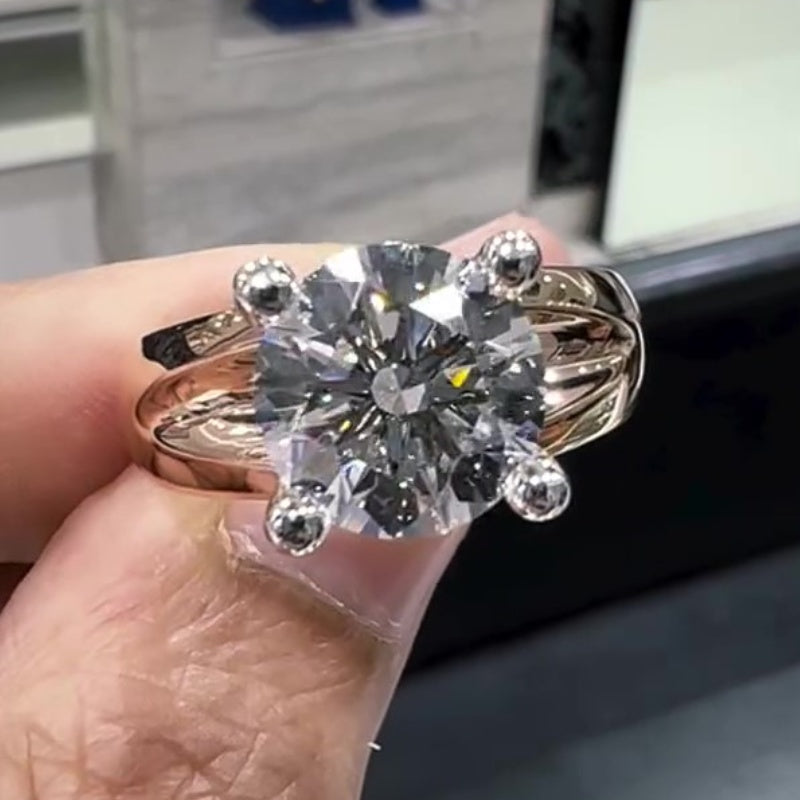 Jzora handmade 5ct round cut moissanite dedicate sterling silver ring