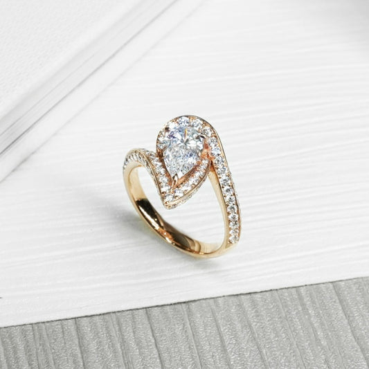 Jzora handmade pear cut halo sterling silver engagement ring