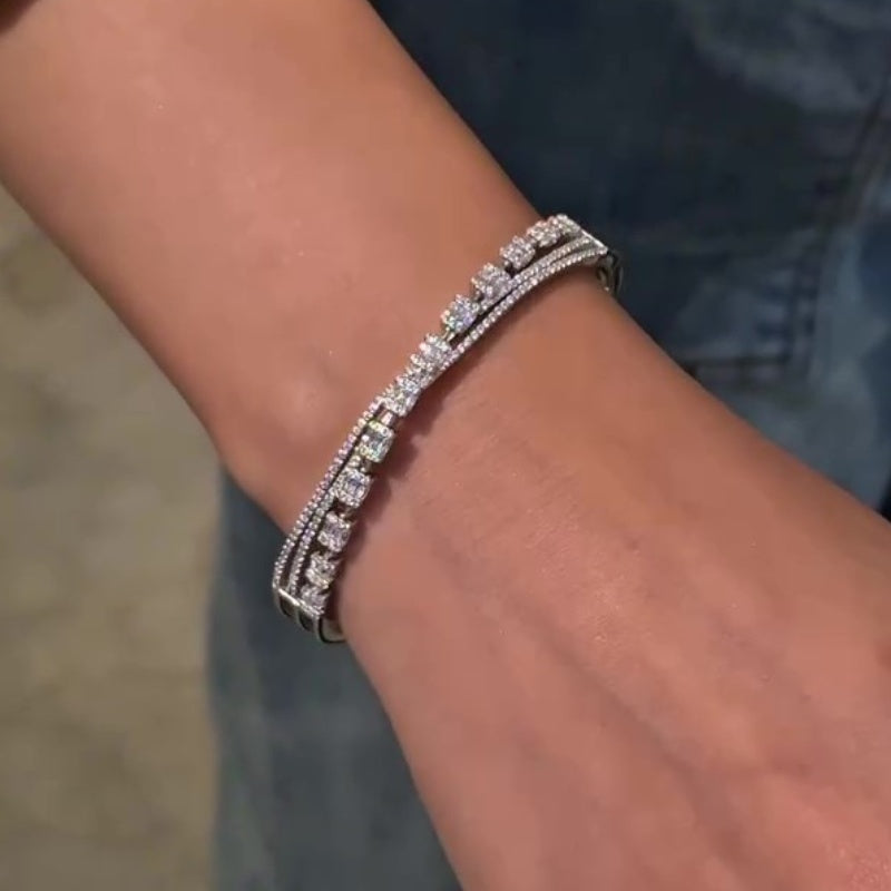 Jzora handmade twin-row emerald cut bracelet