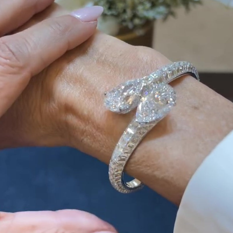 Jzora handmade flawless pear & baguette cut sparkling bracelet