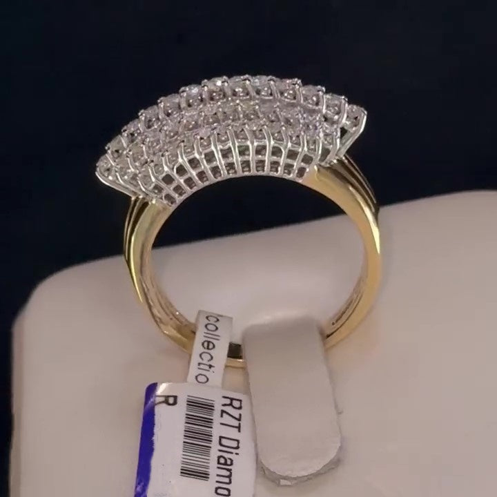 Jzora handmade luxury round cut five row sterling silver ring