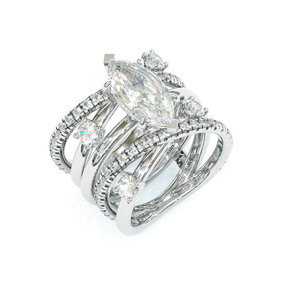 Jzora 3ct marquise cut wedding sterling silver anniversary ring bridal set