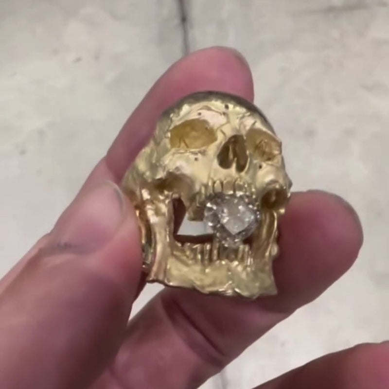 Jzora handcrafted edgy gothic & punk style 3D skull statement men’s ring
