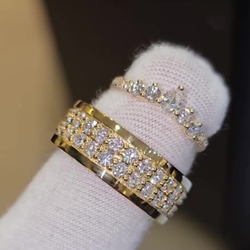 Jzora handmade dual eternity timeless love & unbreakable promise couple rings set