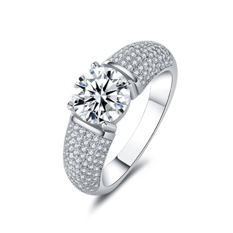 Jzora handmade 2ct round cut moissanite timeless glamour sterling silver men's band