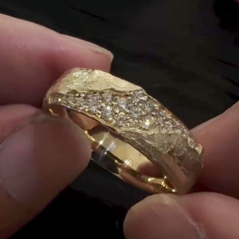 Jzora handmade gold eternity breaker vintage finish men's ring