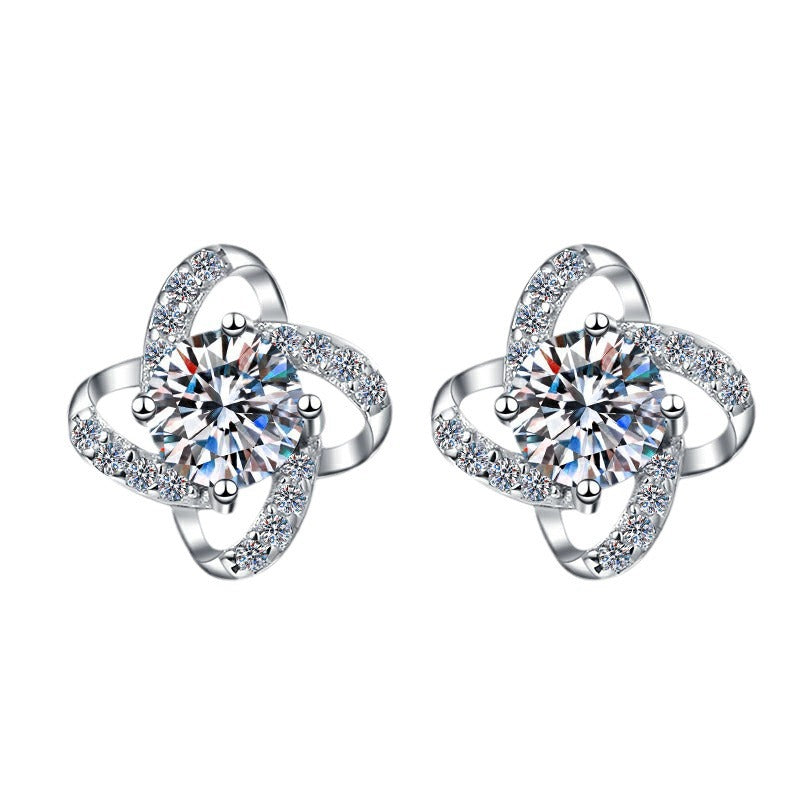 Jzora handmade delicate windmill moissanite sterling silver stud earrings