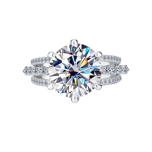 Jzora handmade 5ct round cut moissanite triple-band sterling silver ring