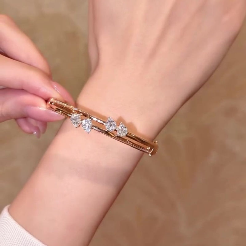 Jzora handmade elegant petal duo pear cut bracelet