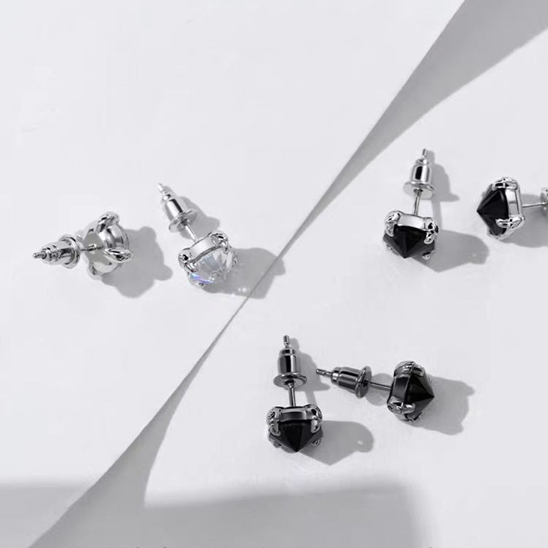 Jzora handmade 2ct round cut moissanite minimalist sterling silver earrings