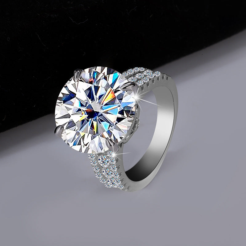 Jzora handmade 10ct brilliant round cut moissanite solitaire sterling silver ring