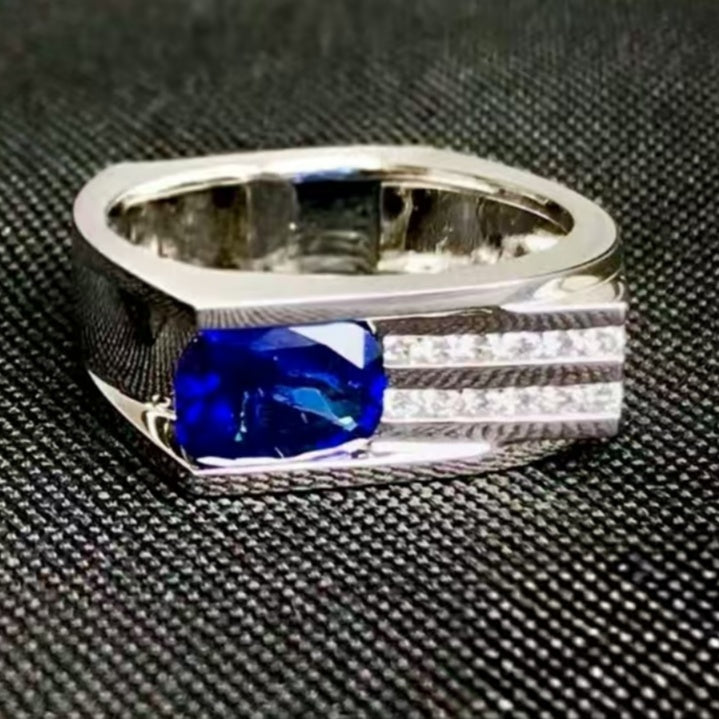 Jzora handmade vintage luxe royal bluefire bold men’s ring