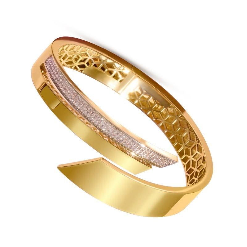 Jzora handmade Luxury golden blade open asymmetric bracelet