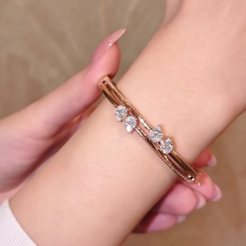 Jzora handmade elegant petal duo pear cut bracelet