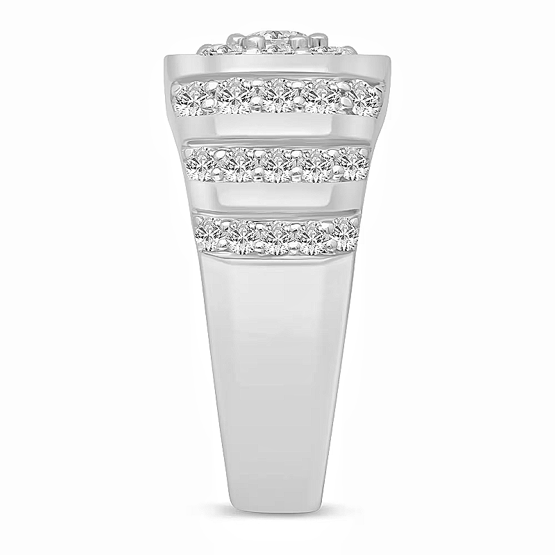 Jzora handmade 2ct multi-row pavé round cut cluster men’s ring