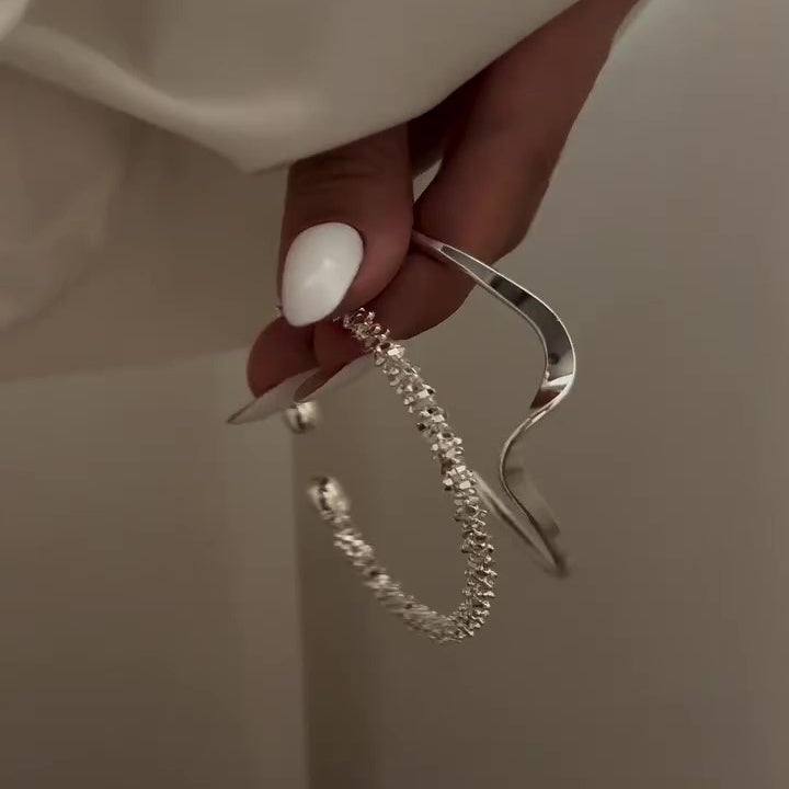 Jzora handmade ripple stackable daily open bracelet