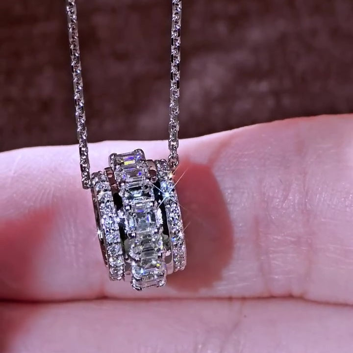 Jzora handmade luxury emerald cut sterling silver necklace