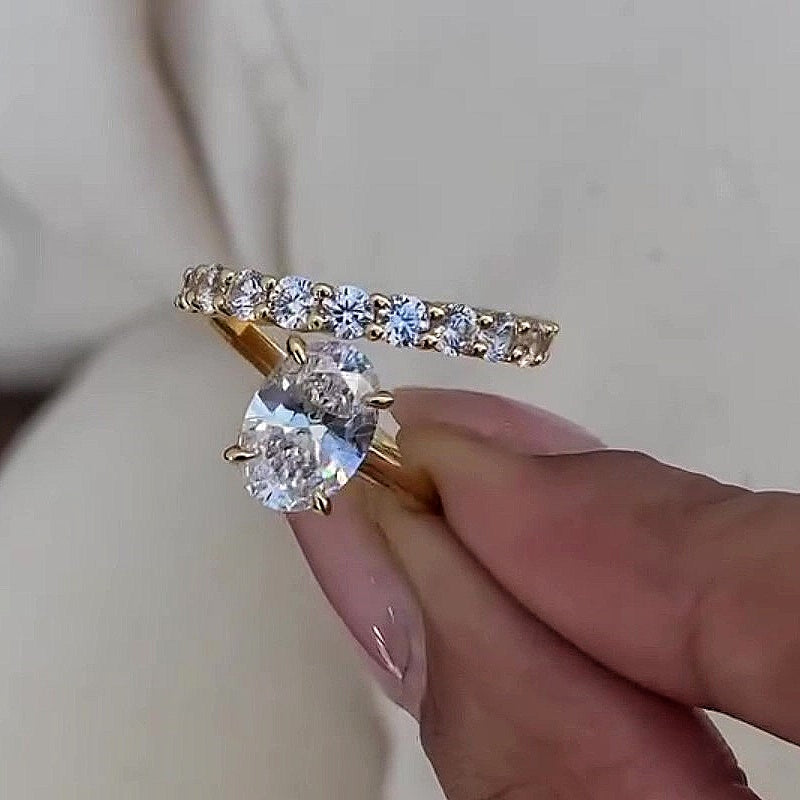 Jzora handmade golden glow eternal shine oval cut sterling silver promise ring