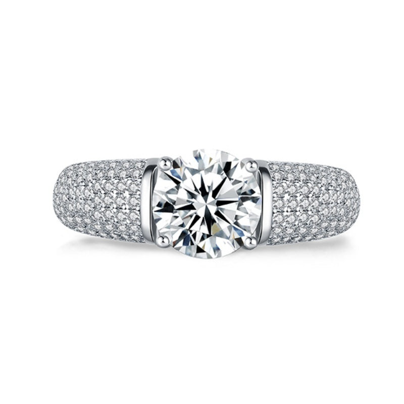 Jzora handmade 2ct round cut moissanite timeless glamour sterling silver men's band