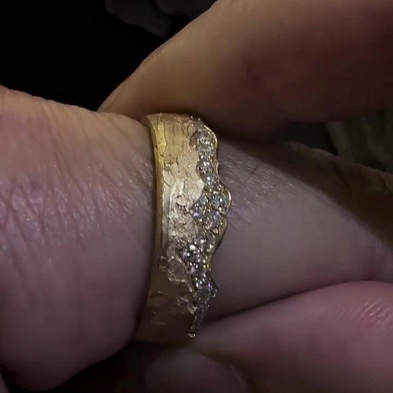 Jzora handmade gold eroding matte finish men's ring