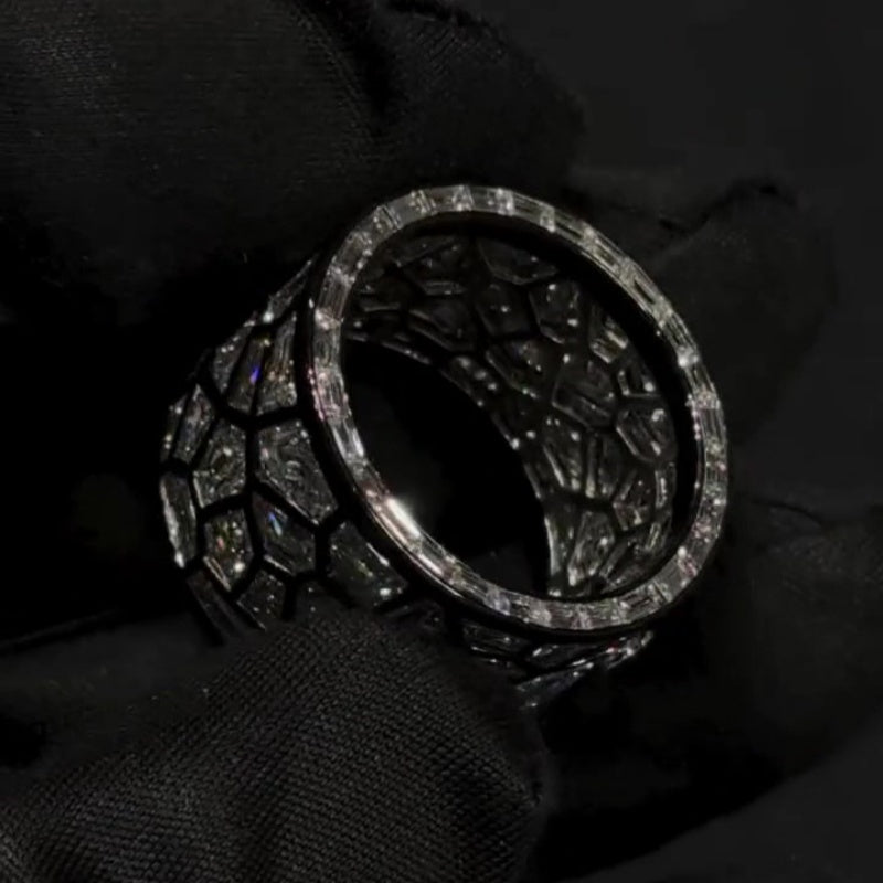 Jzora handmade unconventional random irregular polygon broken mirror men's ring