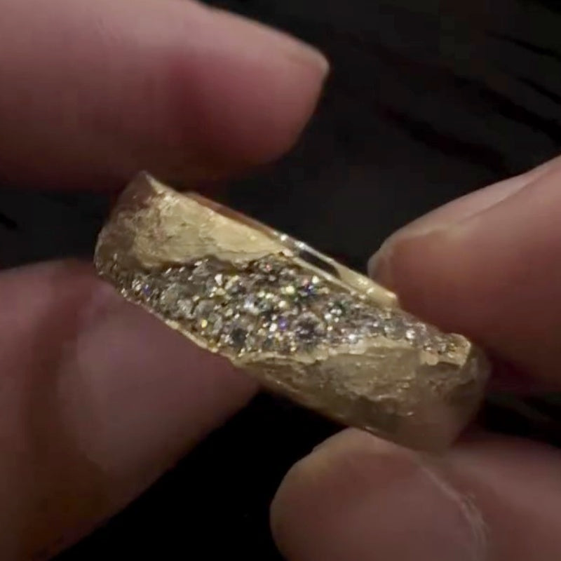 Jzora handmade gold eternity breaker vintage finish men's ring