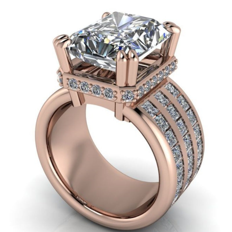 Jzora handmade bold & statement radiant cut channel-set men's wide band ring