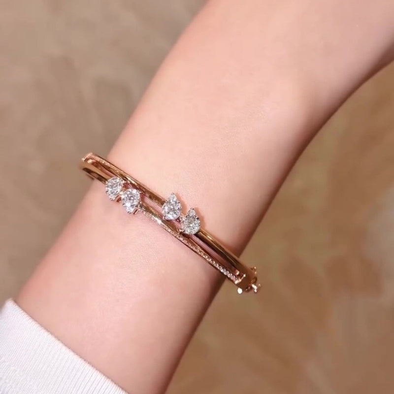 Jzora handmade elegant petal duo pear cut bracelet