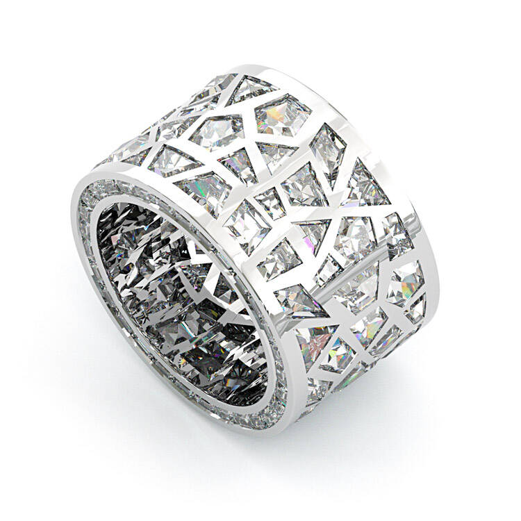 Jzora handmade unconventional random irregular polygon broken mirror sterling silver ring