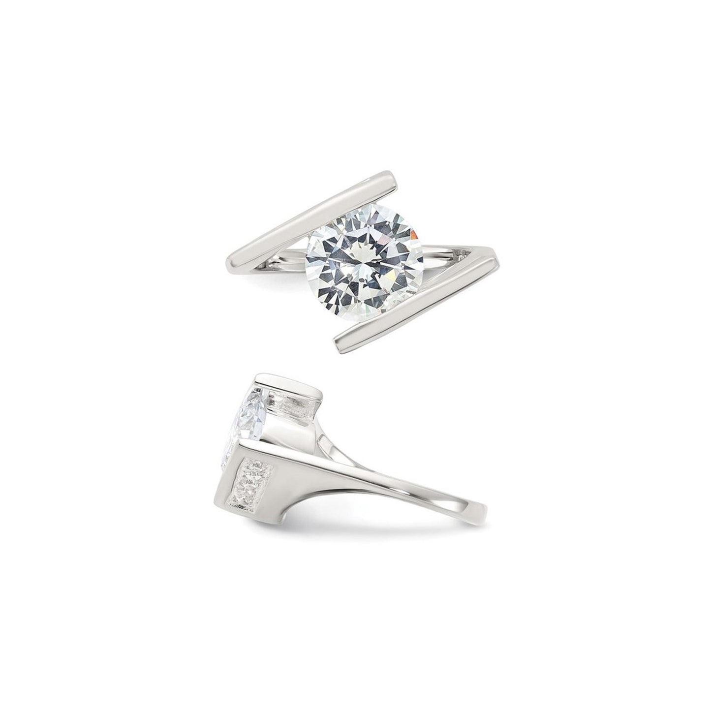 Jzora handmade round cut open band moissanite sterling silver ring