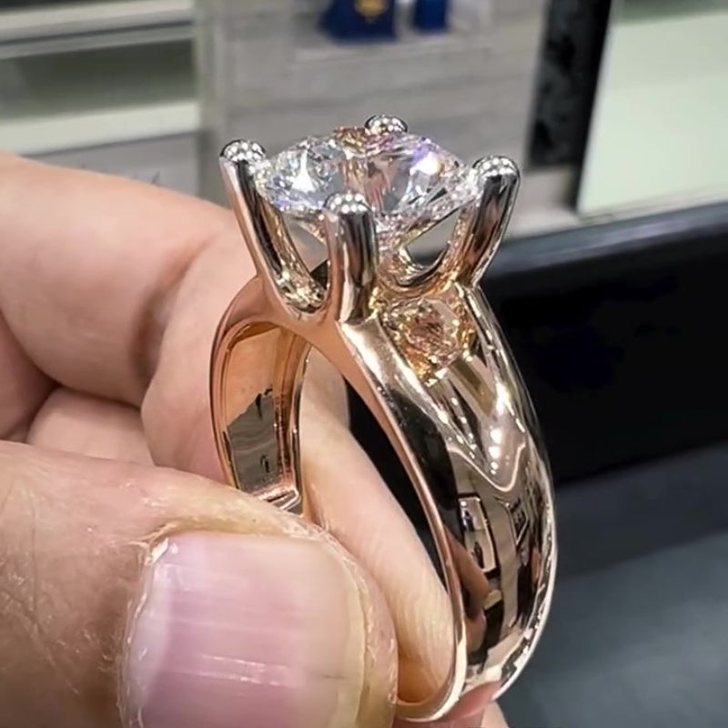 Jzora handmade 5ct round cut moissanite dedicate sterling silver ring