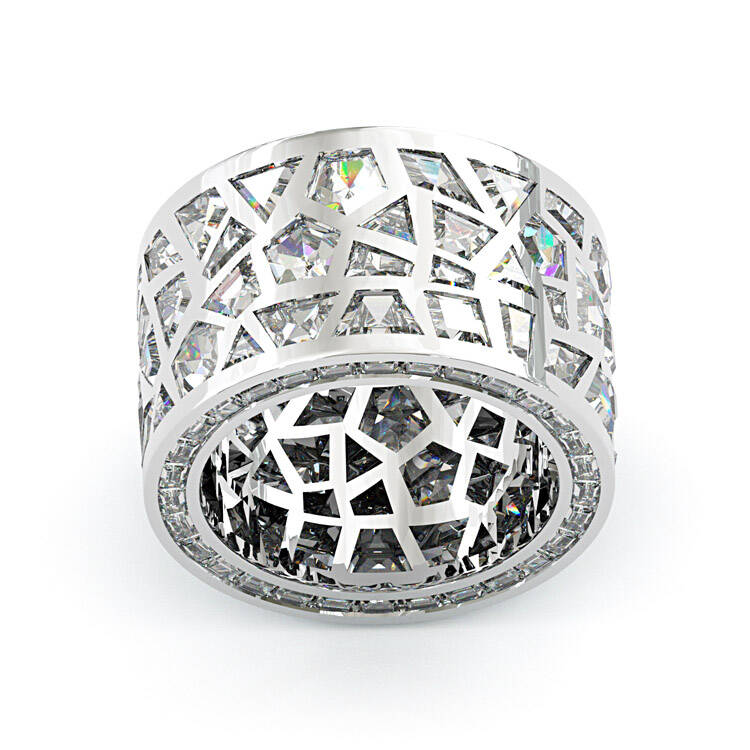 Jzora handmade unconventional random irregular polygon broken mirror sterling silver ring