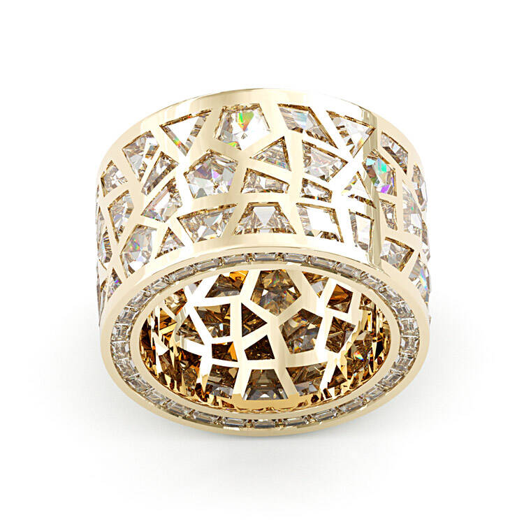 Jzora handmade unconventional random irregular polygon broken mirror men's ring