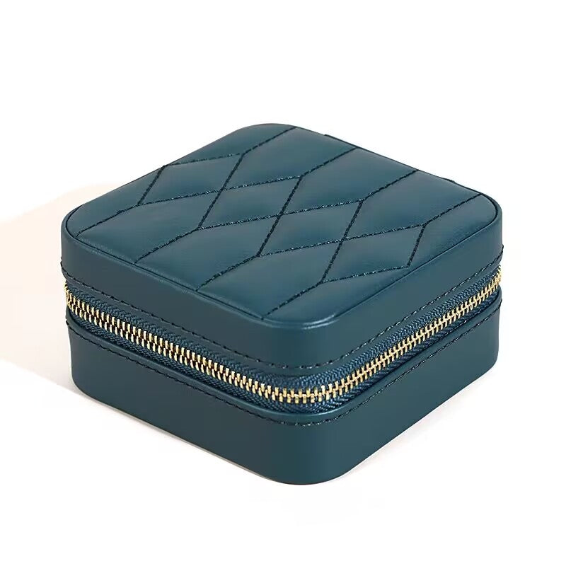 Jzora handmade portable double zipper cosmetic jewelry case