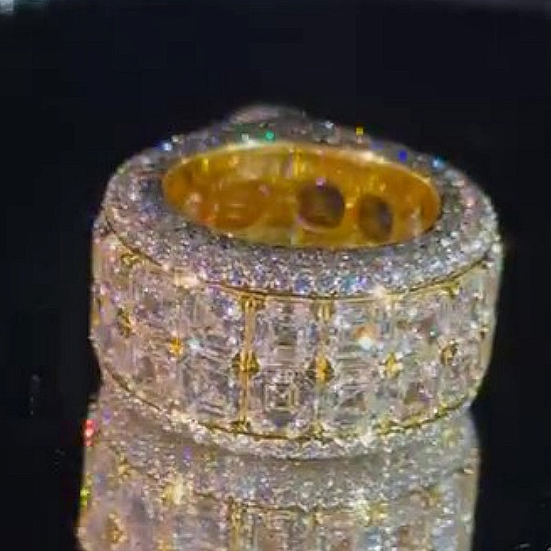 Jzora handmade 5ct pear cut royal shine full pavé brilliance men's band ring