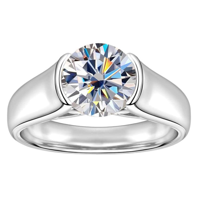 Jzora handmade 2ct timeless & classic round solitaire moissanite sterling silver ring