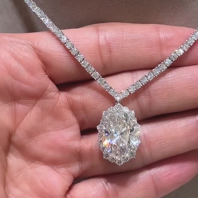 Jzora handmade brilliance & luxury halo design teardrop pendant necklace