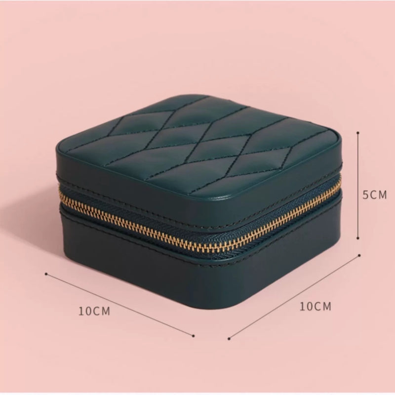 Jzora handmade portable double zipper cosmetic jewelry case