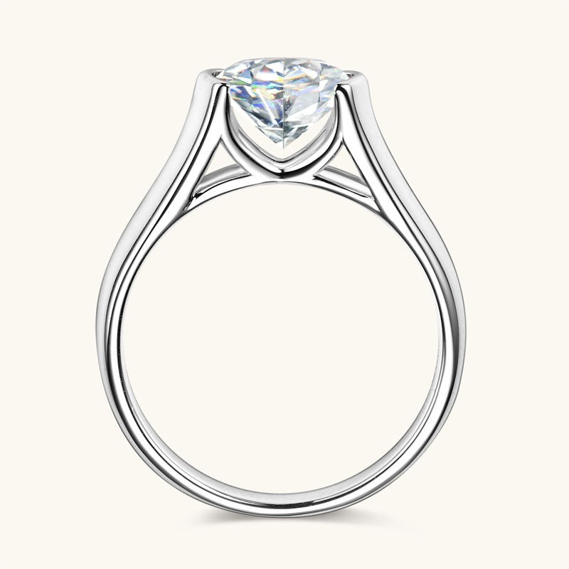 Jzora handmade 2ct timeless & classic round solitaire moissanite sterling silver ring