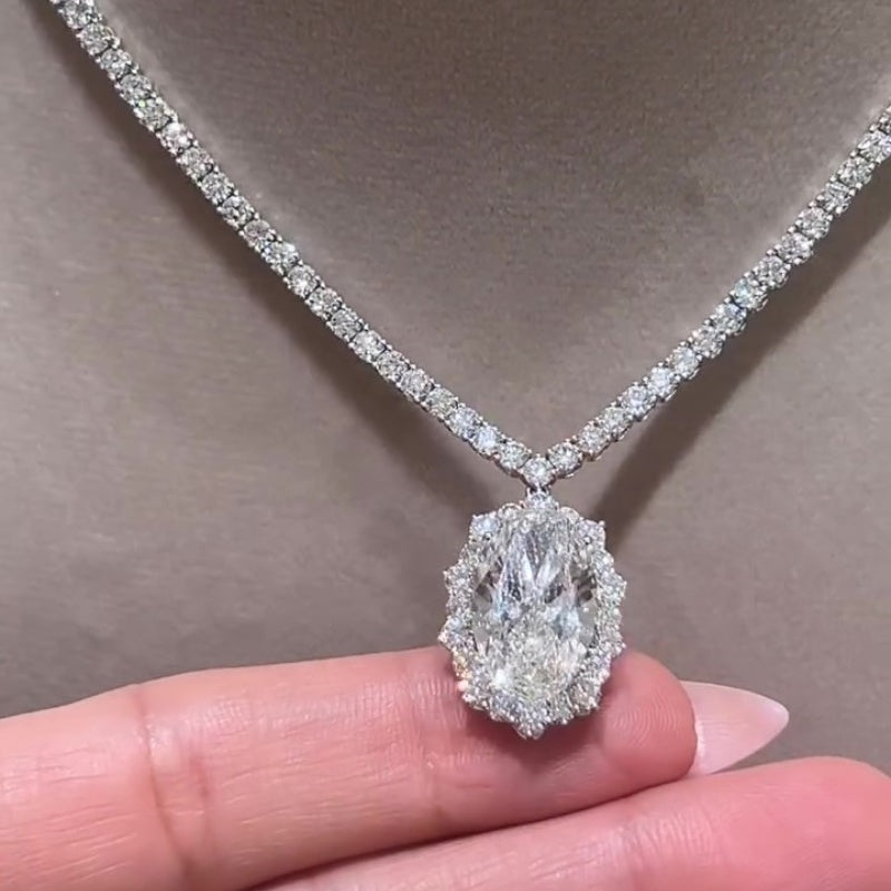 Jzora handmade brilliance & luxury halo design teardrop pendant necklace