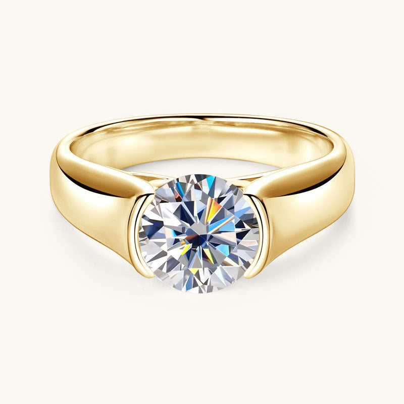 Jzora handmade 2ct timeless & classic round solitaire moissanite sterling silver ring