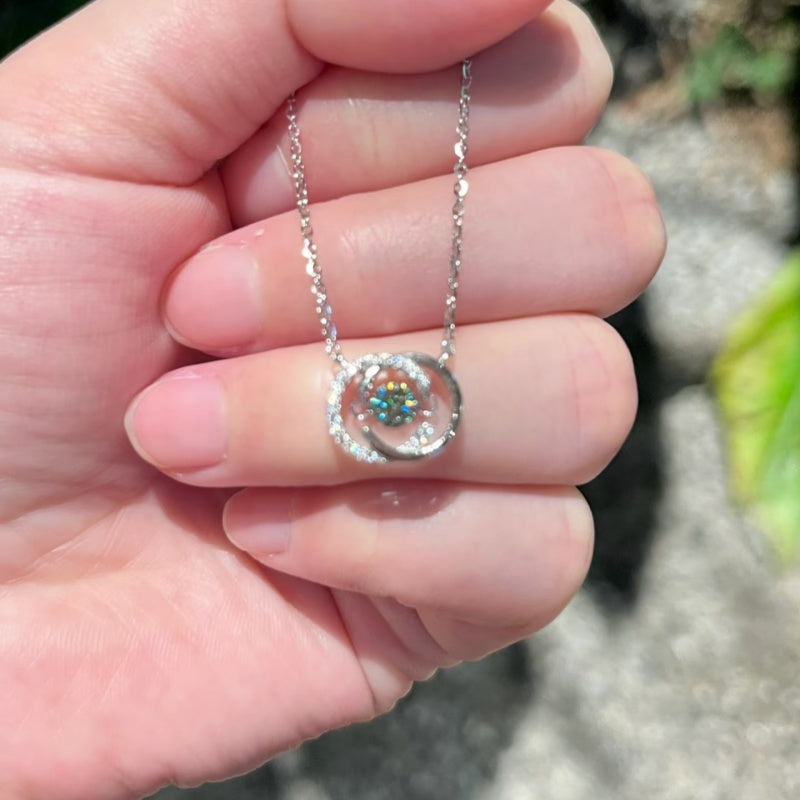 Jzora handmade elegant & sparkling round cut moissanite sterling silver necklace