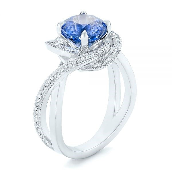 Jzora handmade sapphire 3ct round cut exquisite sterling silver ring