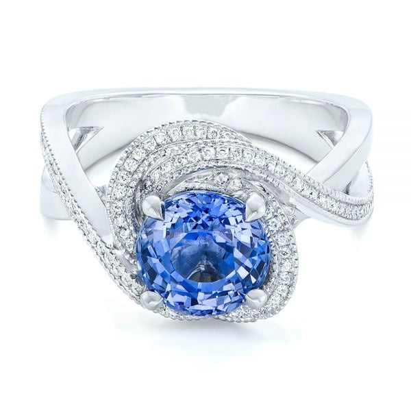Jzora handmade sapphire 3ct round cut exquisite sterling silver ring