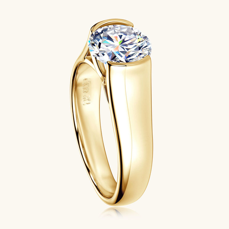 Jzora handmade 2ct timeless & classic round solitaire moissanite sterling silver ring