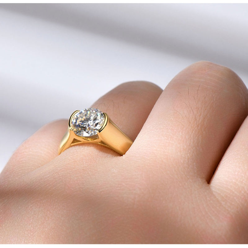 Jzora handmade 2ct timeless & classic round solitaire moissanite sterling silver ring