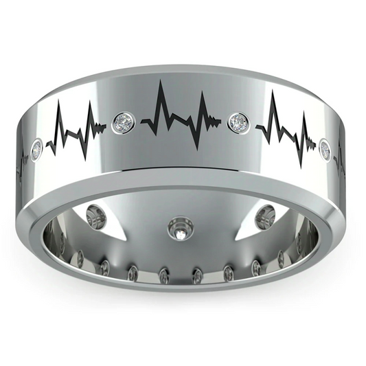 Jzora handmade heartbeat pattern design men's ring